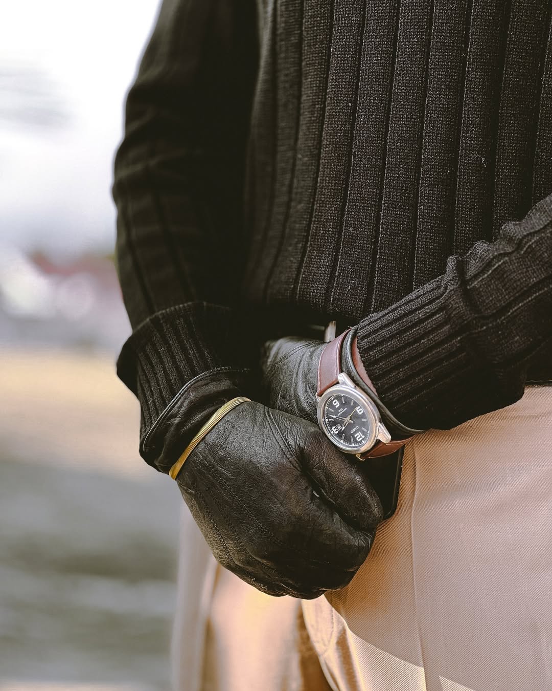 Timeless Black Ribbed Polo Sweater