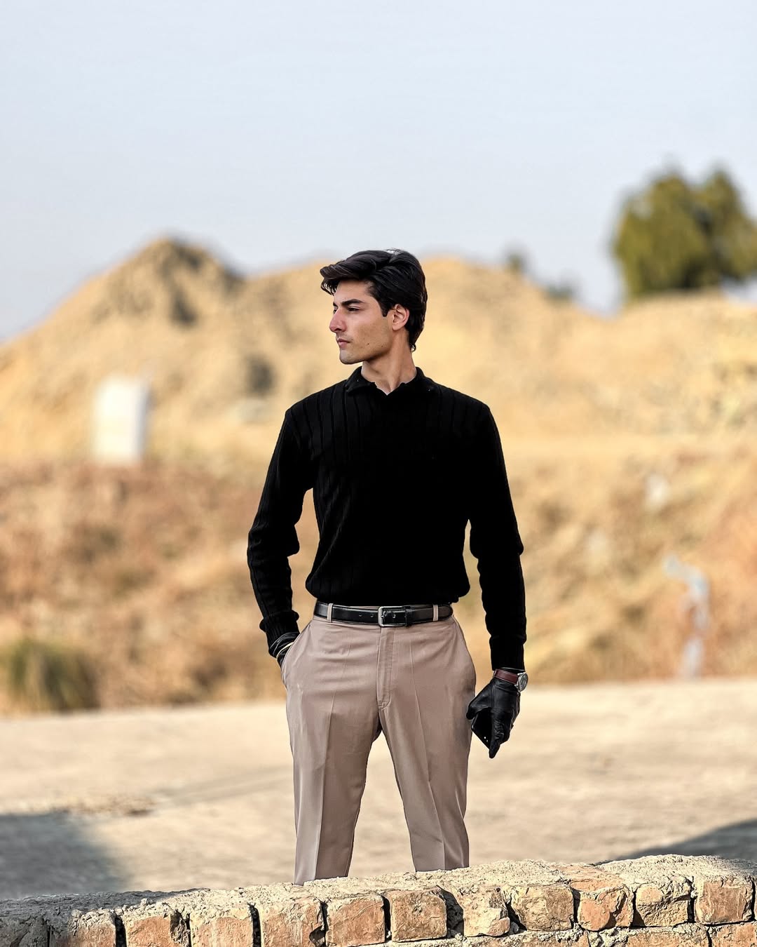 Timeless Black Ribbed Polo Sweater