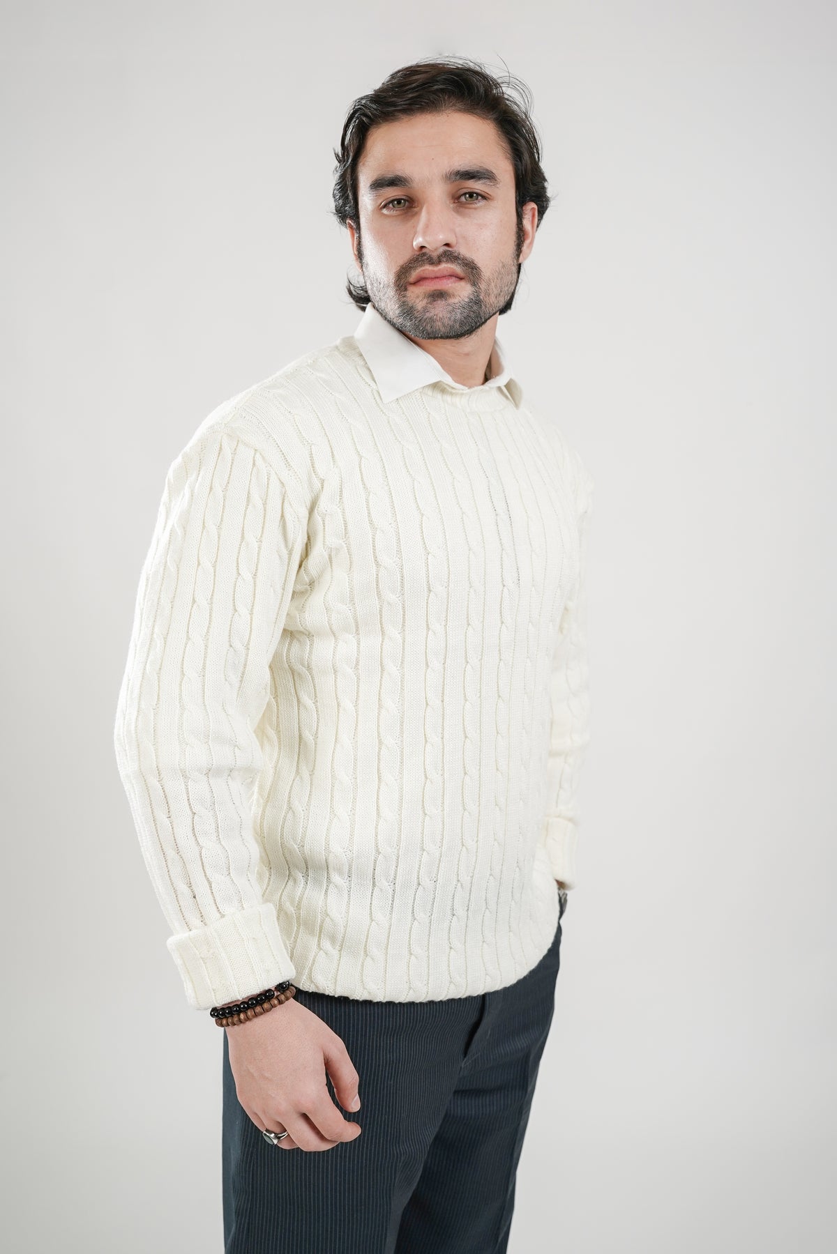 Classic Cable Knit Cotton Sweater