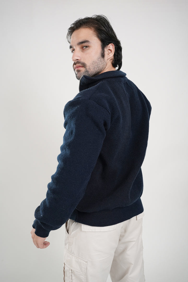 Men's Classic Navy Blue Half-Zip Sweater