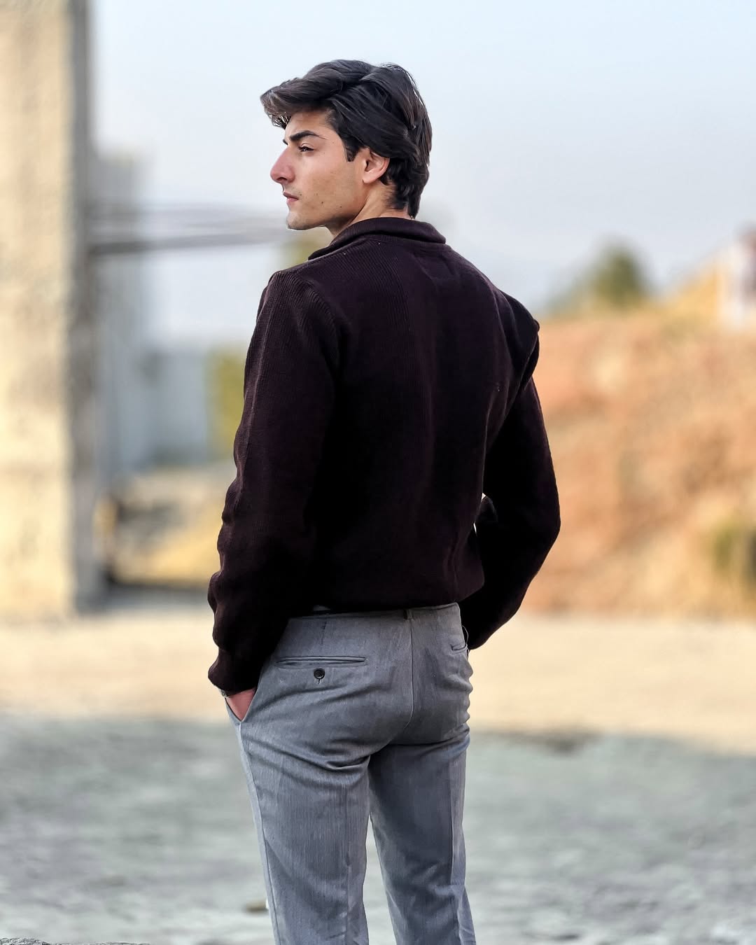 Men's Classic Brown half-Zip Sweater