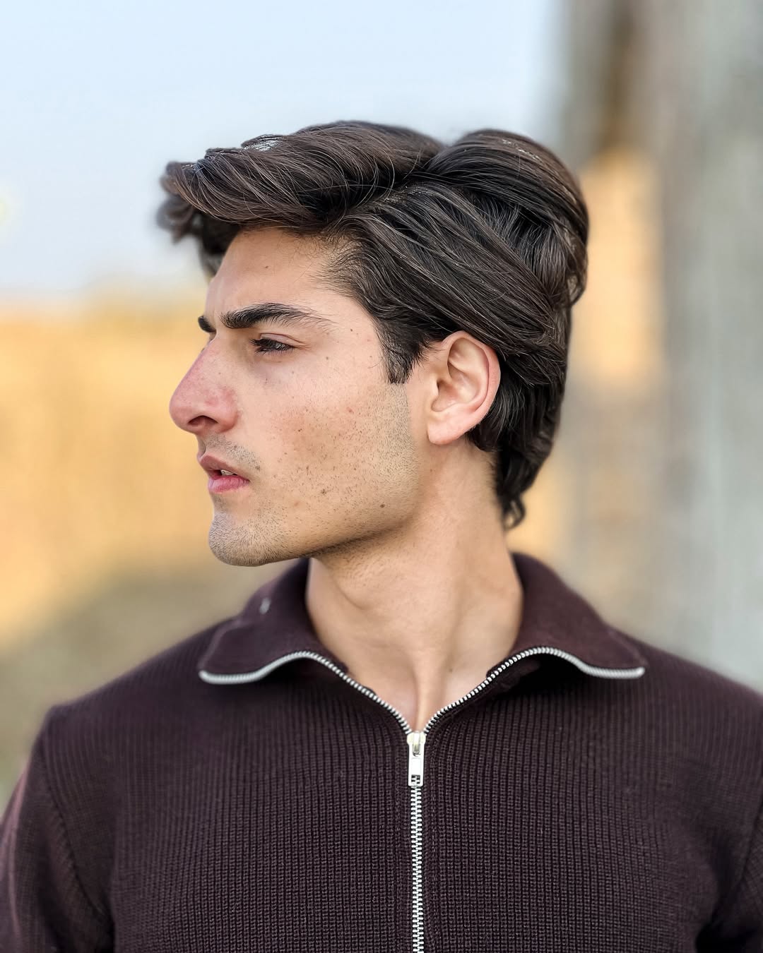 Men's Classic Brown half-Zip Sweater